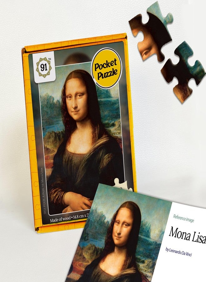91Knots | Mona Lisa 140 Pieces Premium Wooden Pocket Puzzle for Adults & Teens | Classical Art Brain Teaser | Relaxing Mindfulness Activity | Travel-Friendly Gift - Image 1